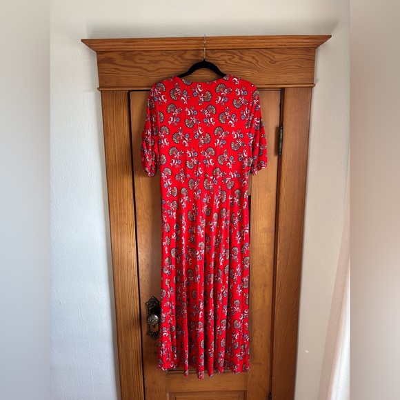 Boden Rebecca Jersey Midi Tea Dress Red Floral Print Size 12 - Picture 4 of 4
